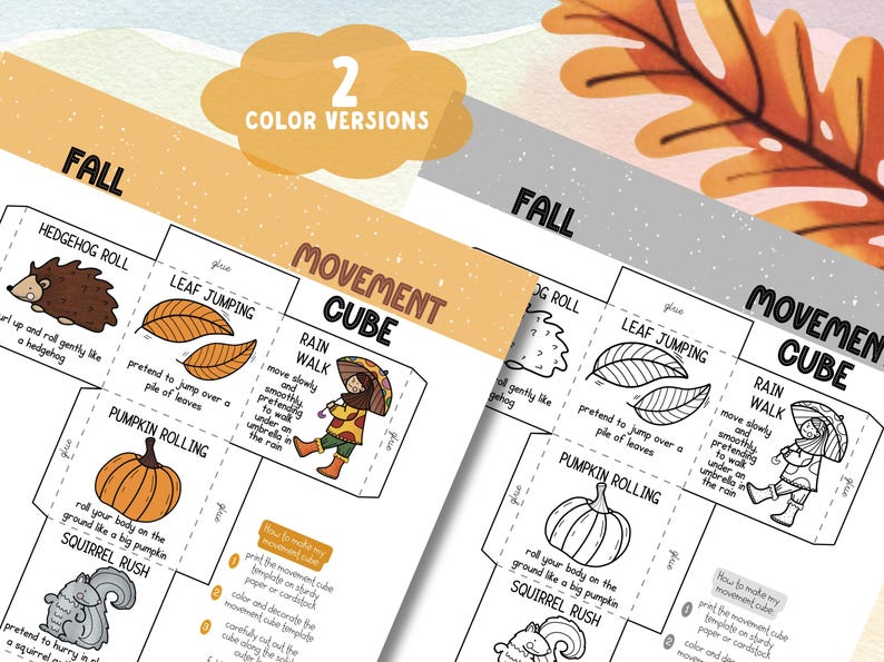 FALL Bundle 5 in 1, Printable Set, Autumn Movement Cube, Activity ...