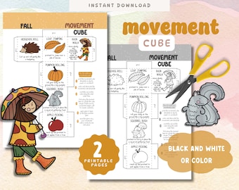 Fall Movement Cube: Printable Kids Activity (PDF)