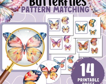 Butterfly Pattern Matching Game: Montessori Homeschool Printable Nature Study Activity (PDF)