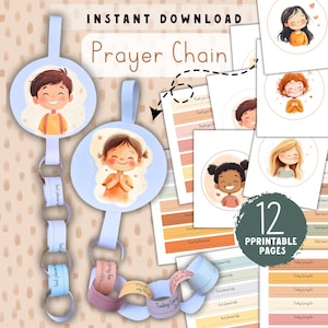Prayer Chain Craft for Kids Printable Religious Activity Sunday School Homeschool Christian Classroom DIY Faith Craft