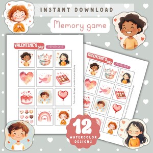 Valentine's Day Memory Game: Matching Cards for Kids (PDF)
