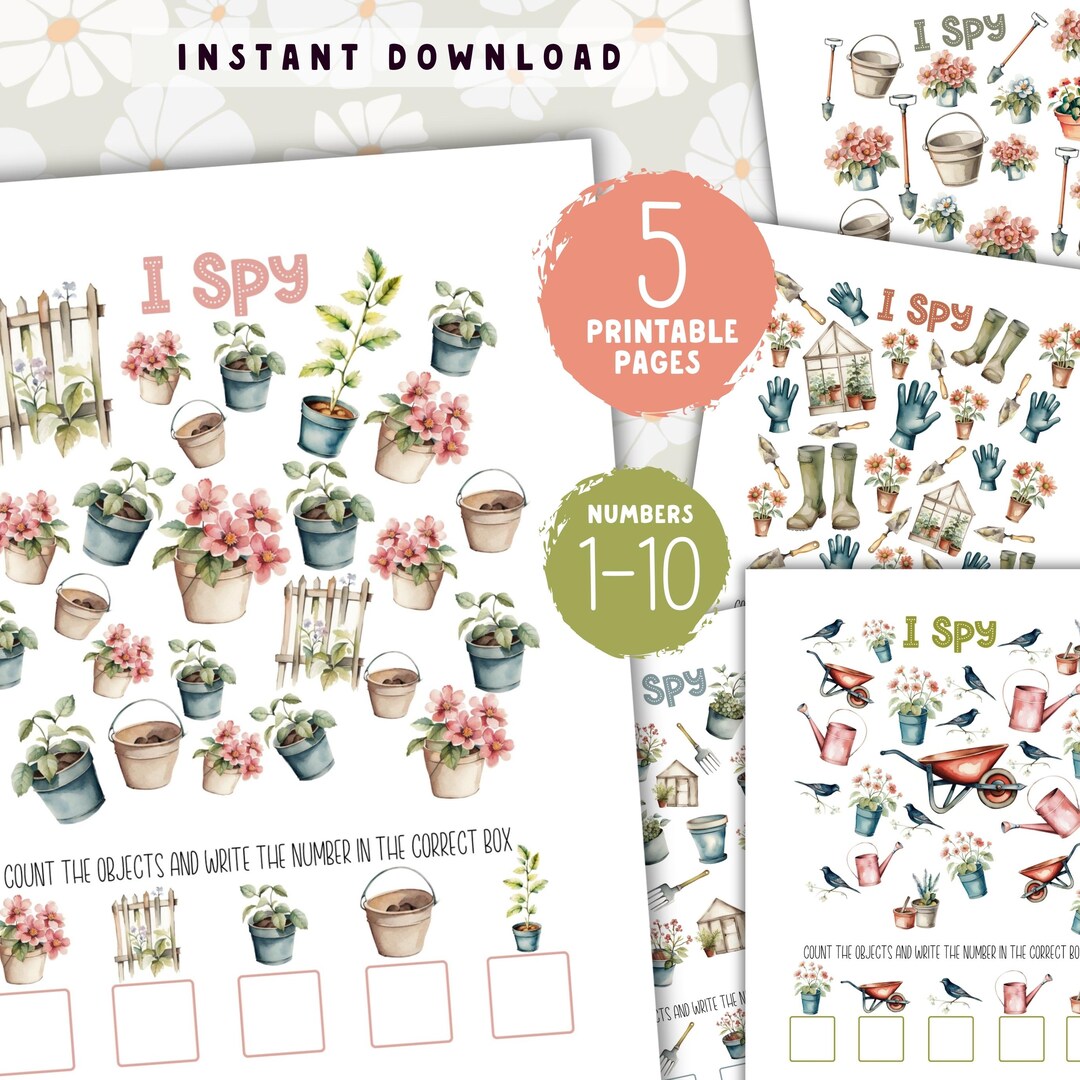 I Spy SPRING Garden Look and Find Counting Game Numbers 1-10 Printable ...