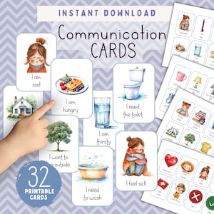 32 Printable Communication Cards: Speech Therapy Flashcards (PDF)