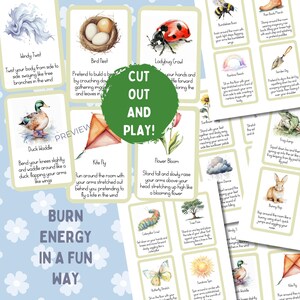 Spring Movement Cards for Kids | Active Play Activity | Brain Break Flashcards | Preschool Printable PDF image 4