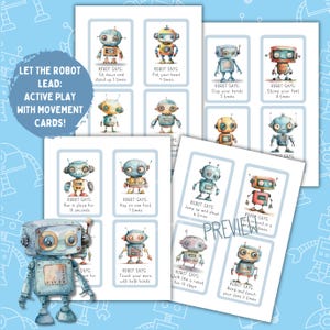 Cartões de movimento do robô: atividade de exercícios para crianças (PDF) imagem 5