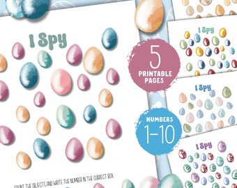 I Spy Easter Egg Counting Game: Printable Numbers 1-10 Activity (PDF)