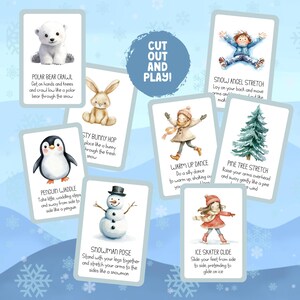 Cartes de mouvement hivernales pour enfants : jeu d'action Activité motrice en intérieur (imprimable) image 3
