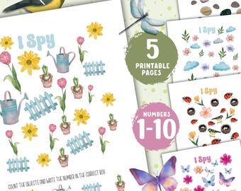 Spring I Spy Game | Toddler Counting Activity | Preschool Seek Find (PDF Download)