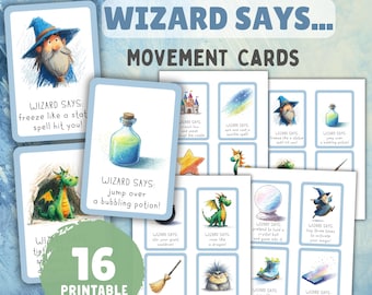 Tarjetas de movimiento del mago: Juego mágico de educación física para niños (PDF)