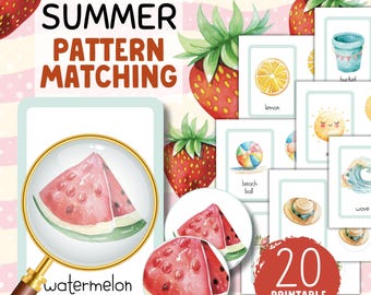 Summer Pattern Matching Game: Preschool Printable Activity (PDF)