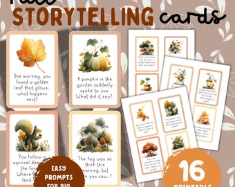 Fall Storytelling Cards: Autumn Story Starter Writing Prompts for kids (printable PDF)