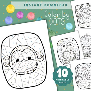 Color by Dots Printable Coloring Pages for Toddlers & Kids | Easy Color by Code Activity | Preschool Fun Printable