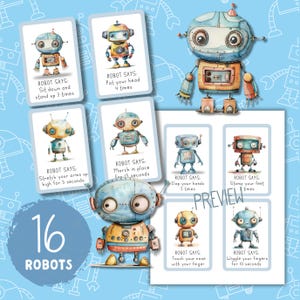 Cartões de movimento do robô: atividade de exercícios para crianças (PDF) imagem 2