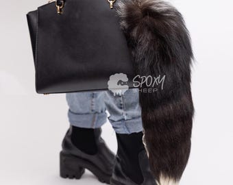 Natural Fox Fur Tail Keychain | Fluffy Tassel Backpack Accessory