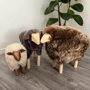 Decorative Sheep Figurine Made of Natural Sheepskin – Handmade