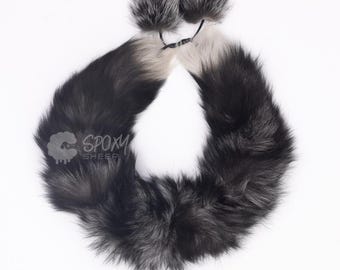 Silver Fox Fur Boa Scarf – Natural Color, Handmade Luxury Winter Scarf