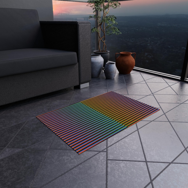 Tappeto da esterno con un design che allude a Maiquetía | Tappeto da patio con un design di Caracas immagine 2