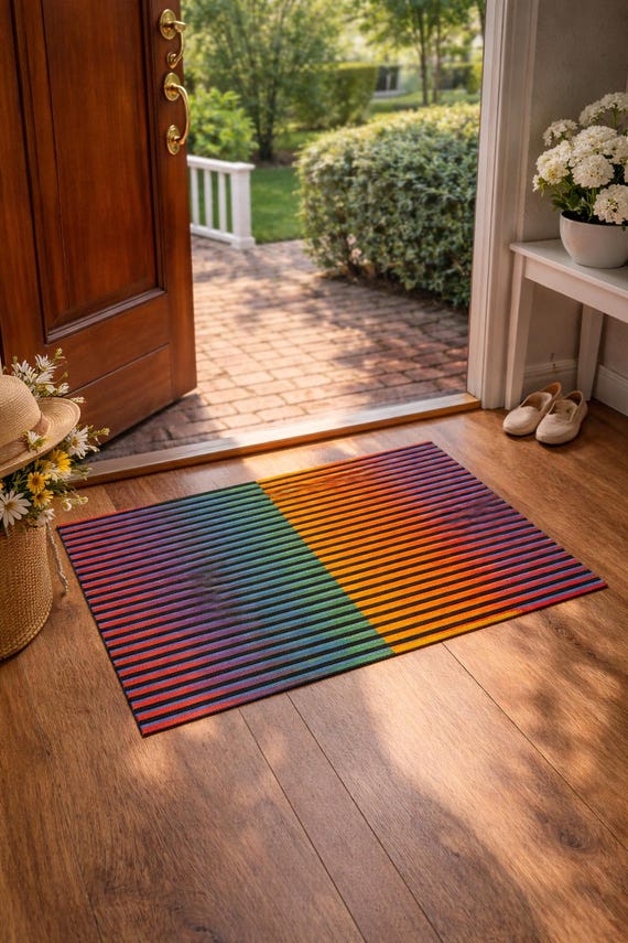 Outdoor rug with a design alluding to Maiquetía | Patio rug with a Caracas design