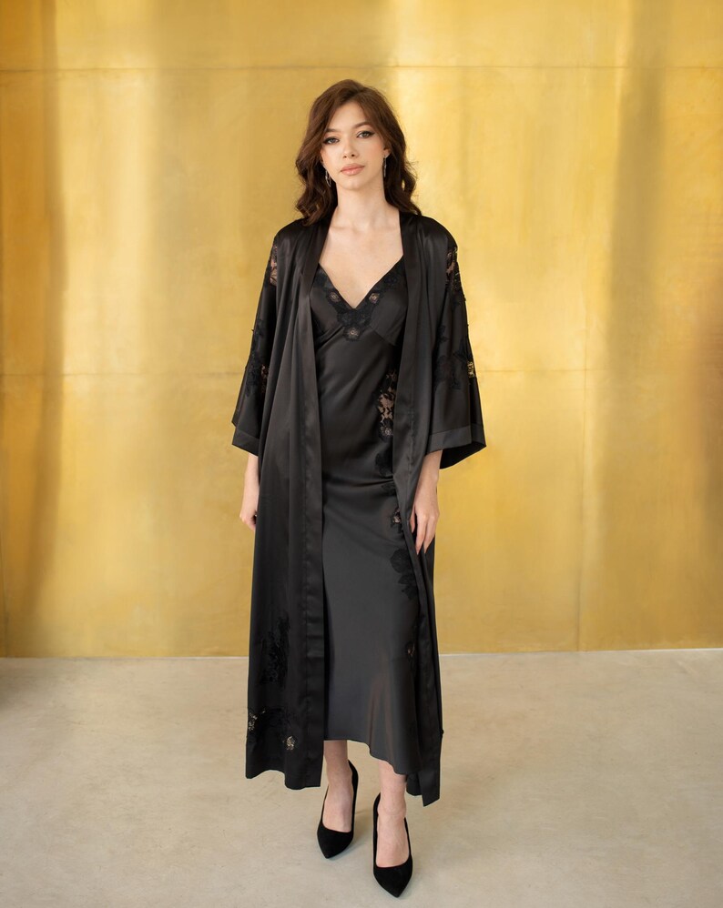 Amelie Silk Robe and Nightgown Set, Dressing Gown, Nightgown and Robe ...