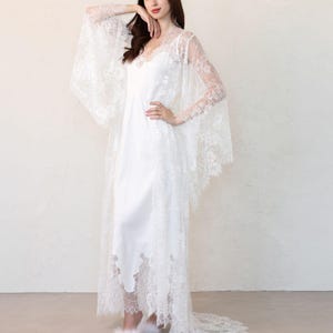 Wedding Robe Set, Bride Robe, Bridal Robe, Wedding Lingerie, Wedding Robe, Lace Robe, White Kimono, Kimono Robe, Kimono Getting Ready Robe