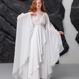 White Dress, White Dress for Women, White Cocktail Dress, White Maxi Dress, Long White Dress, Decorated Wrap Dress, All White Dress