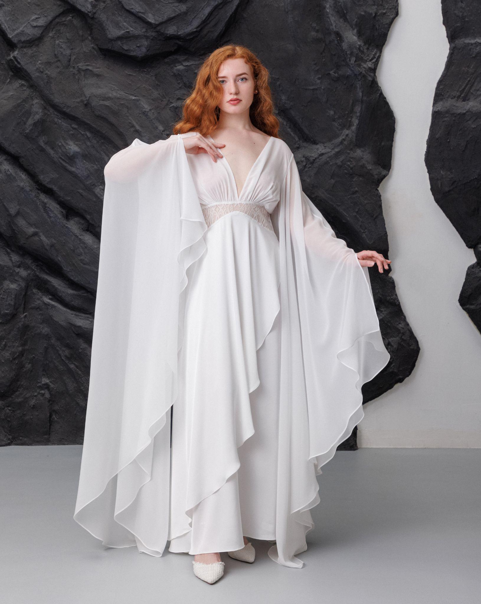 White Dress, White Dress for Women, White Cocktail Dress, White Maxi Dress, Long White Dress, Decorated Wrap Dress, All White Dress