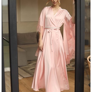 Old Hollywood Glamour, Dressing Gown, Satin Kimono , Kimono Robe, Dressing Gown, Luxury Dressing Gown, Silk Robe, Kimono, Barbiecore, Robe