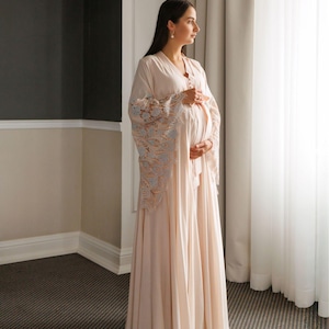 postpartum evening dresses Elegant Long Sleeves Lace Crepe Unique Slim A-line Wedding Dress main image 0