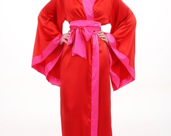 Japanese Kimono, Satin Robe, Dressing Gown, Kimono, Kimono Robe, Luxury Dressing Gown, Luxury Robe, Fancy Robe, Satin Lobg Robe, Loungewear