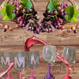 Monogram Bling Glitter  Wine Glass