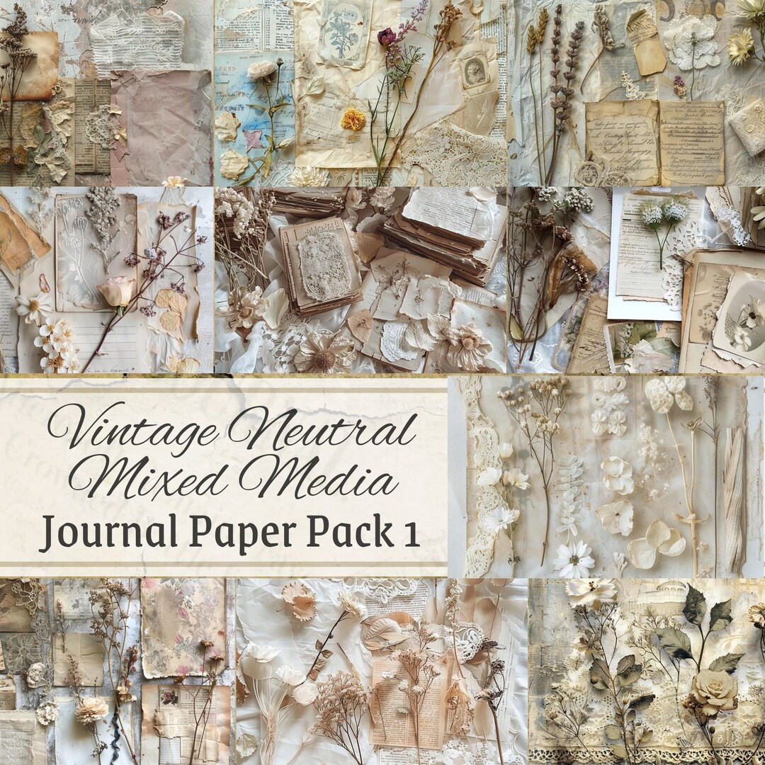 Vintage Mixed Media Junk Journal Paper, Printable Mixed Collage Pages ...