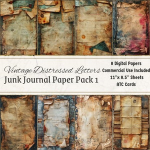 Junk Journal Paper, Distressed Vintage Wallpaper, Commercial Use, Digital Download Backgrounds, Printable Letter Textures, JPG Scrapbook