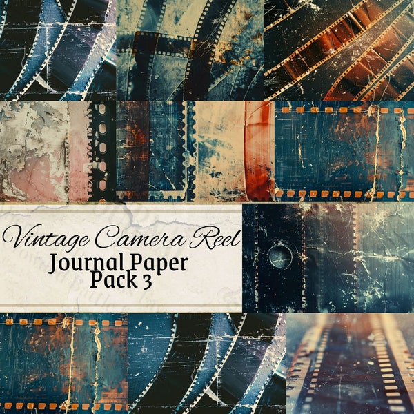 Vintage Camera Reel Junk Journal Papers Film Strip Printable Digital Download 11x8.5" Close Up Old Worn Decoupage Background