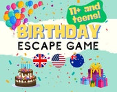 Birthday Escape Room Kids 11+ | Escape Room Birthday Party | Escape Room for Teens | Escape Room Kit Printable | Games for Kids