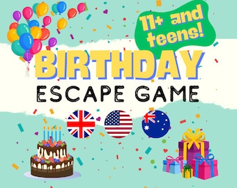 Birthday Escape Room Kids 11+ | Escape Room Birthday Party | Escape Room for Teens | Escape Room Kit Printable | Games for Kids