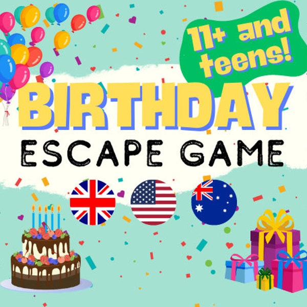 Birthday Escape Room Kids 11+ | Escape Room Birthday Party | Escape Room for Teens | Escape Room Kit Printable | Games for Kids