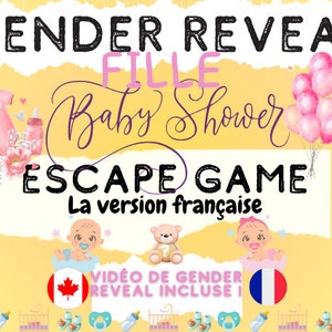 GENDER REVEAL-GIRL Game | Baby Shower / Baby Shower Escape Room French Version | Printable Baby Shower Games | Baby Shower in French