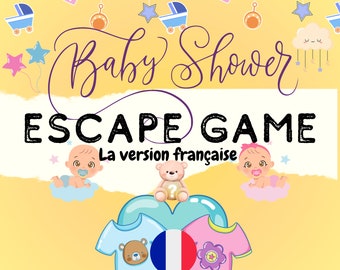 Baby Shower Game / Baby Shower Party - Escape Room FRENCH VERSION | Printable Baby Shower Games | Baby Shower Game in French