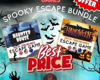 Spooky Escape Game Bundle | Printable Halloween Escape Room Games for Kids, Teens & Adults | Haunted House Party Activity