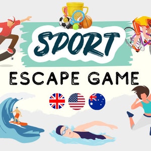 Spiel zum Thema Sport | Escape Room für Kinder, Teenager, Tweens und die ganze Familie | Escape Room druckbare | Escape Room Kit | Spiele für Partys