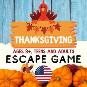 Thanksgiving Escape Room Game | Thanksgiving Printable Party for Kids, Teens, and Families | Logic Puzzles Printable | DIY Escape Room