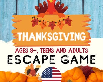 Thanksgiving Escape Room Game | Thanksgiving Printable Party for Kids, Teens, and Families | Logic Puzzles Printable | DIY Escape Room