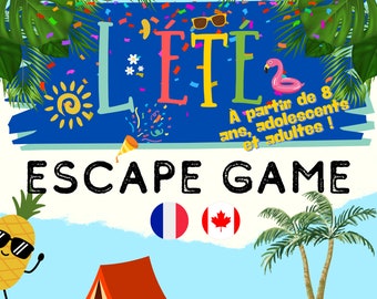 Summer Games | FRENCH VERSION | Summer Vacation Escape Room Kit | Printable Party Game | Birthday Party Games | Kids Puzzles