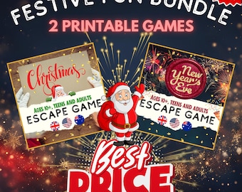 Holiday Escape Game Bundle | Printable Christmas Hosting and New Year Escape Room Puzzles for Family, Kids & Adults | Classroom and Party