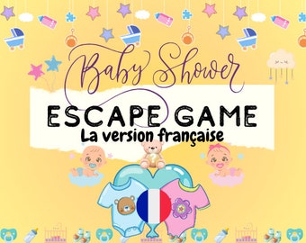 Jeu Baby Shower / Fête Prénatale - Escape Room VERSION FRANÇAISE | Jeux Baby Shower à imprimer | Jeu Baby Shower en français