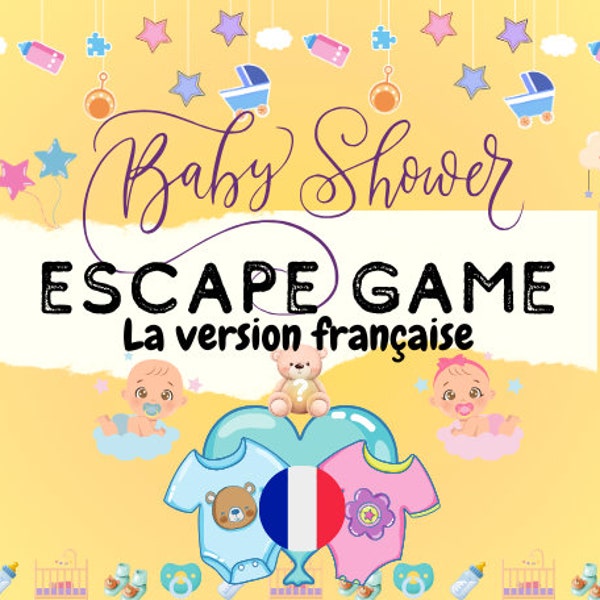 Jeu Baby Shower / Fête Prénatale - Escape Room VERSION FRANÇAISE | Jeux Baby Shower à imprimer | Jeu Baby Shower en français