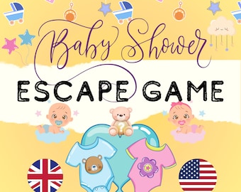 Baby Shower Escape Room party kit | DIY printable games | PDF print at home game | Group escape room | Groups funny games puzzle