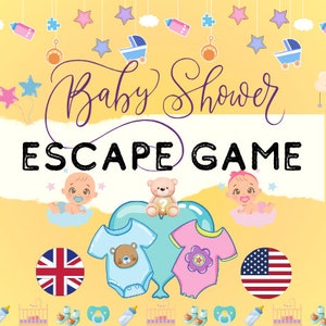 ベビーシャワー エスケープ ルーム パーティー キット DIY 印刷可能なゲーム 自宅で PDF 印刷 ゲーム グループ エスケープ ルーム グループ 面白いゲーム パズル - 英語版