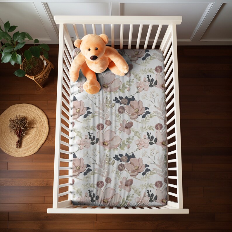 Wildflower Jersey Fitted Crib Sheet,floral Butterfly Crib Sheet,baby