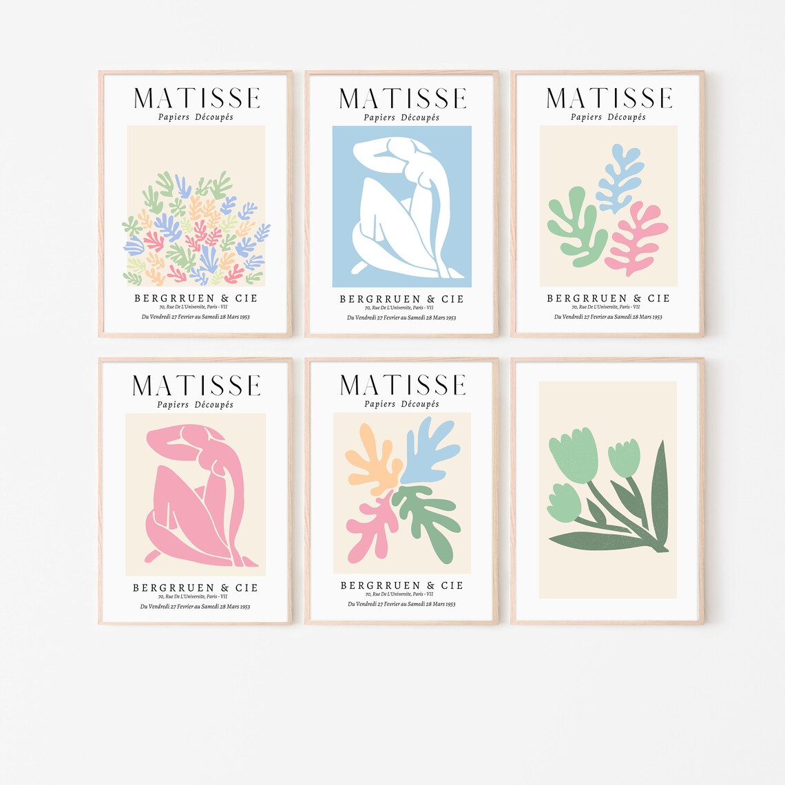 Henri Matisse Set of 6 Wall Art, Gallery Wall Set, Matisse Print Set, Matisse Posters, Matisse